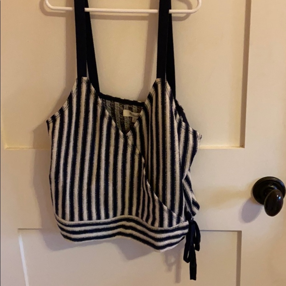 Madewell blue and white stripe tank top